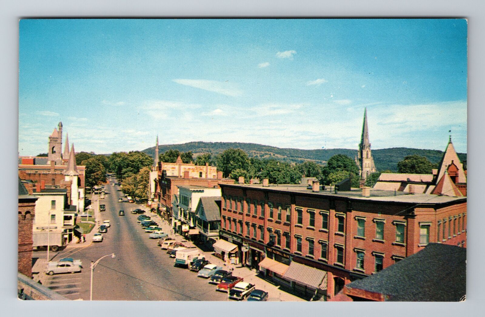 St Johnsbury VT-Vermont, Aerial Of Main Street, Antique, Vintage Postcard