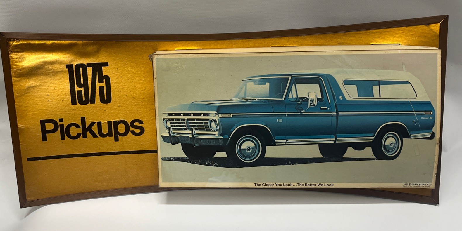Ford 1975 Pickups Dealership Hanging Sign Original 33x15 F100 RANGER XLT