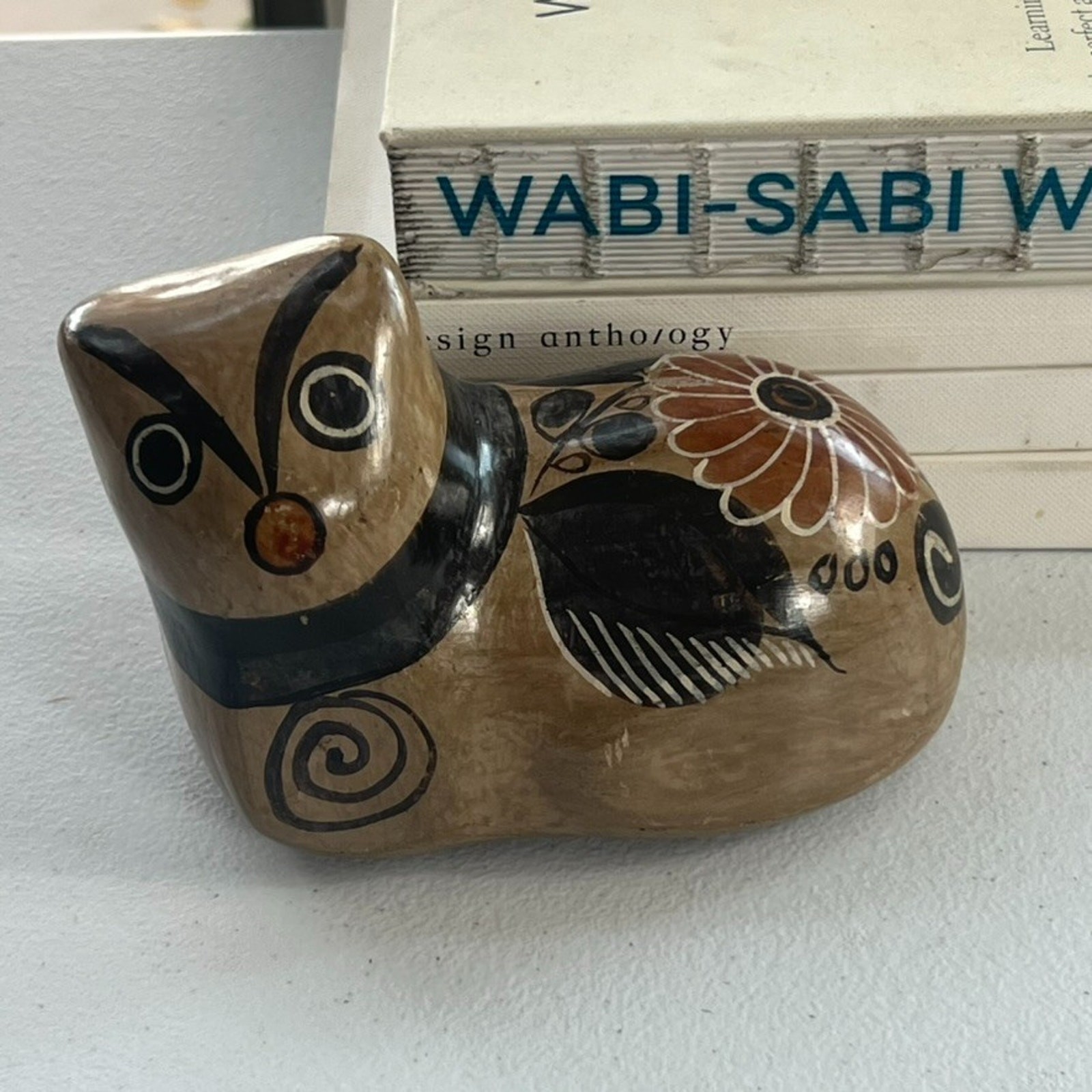 Cat Mexican Tonala Pottery Hand Painted 4\