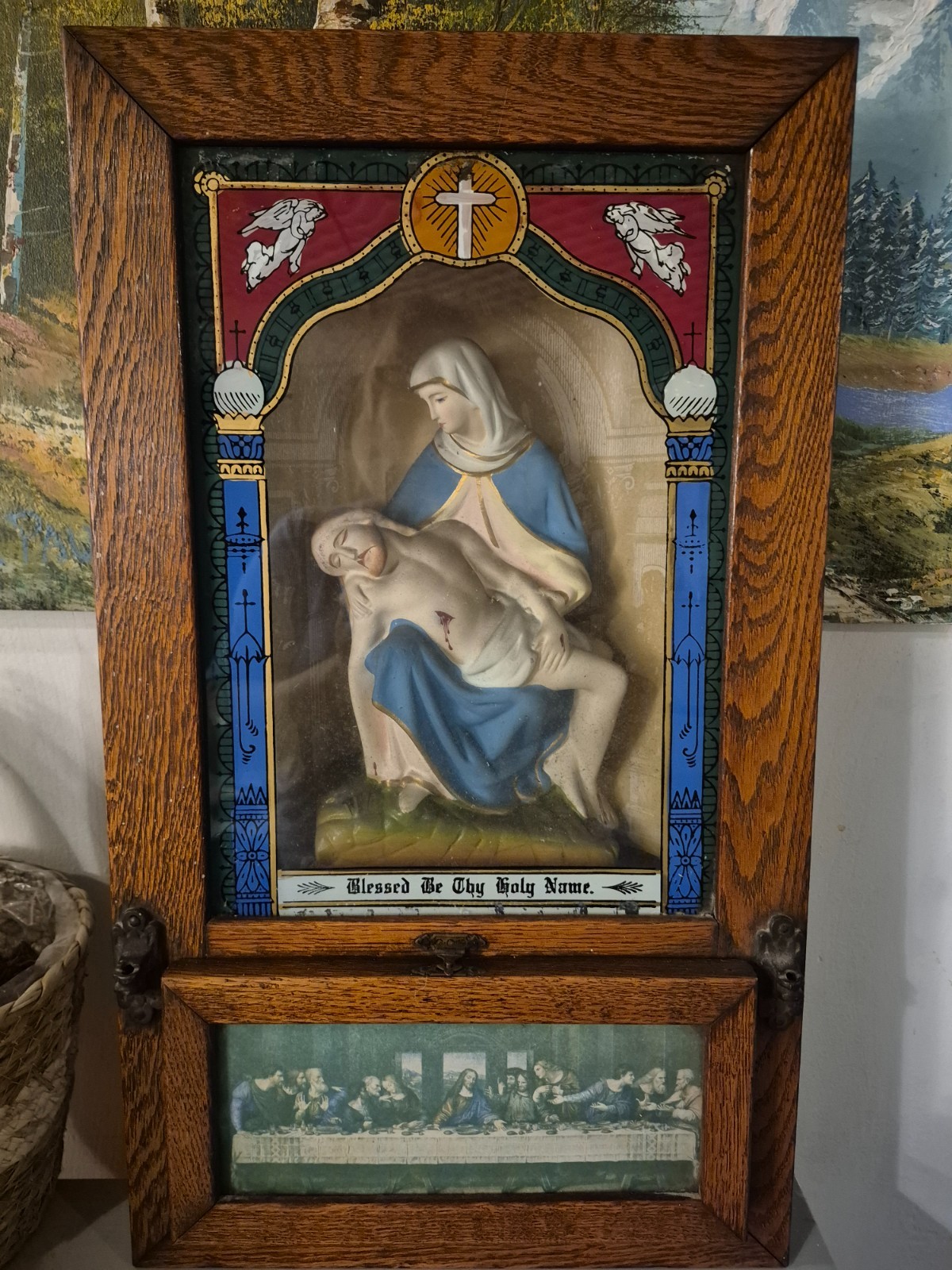 Wood Framed - Shadow Box - The Pieta - The Last Supper (CU885) Sick Call Box