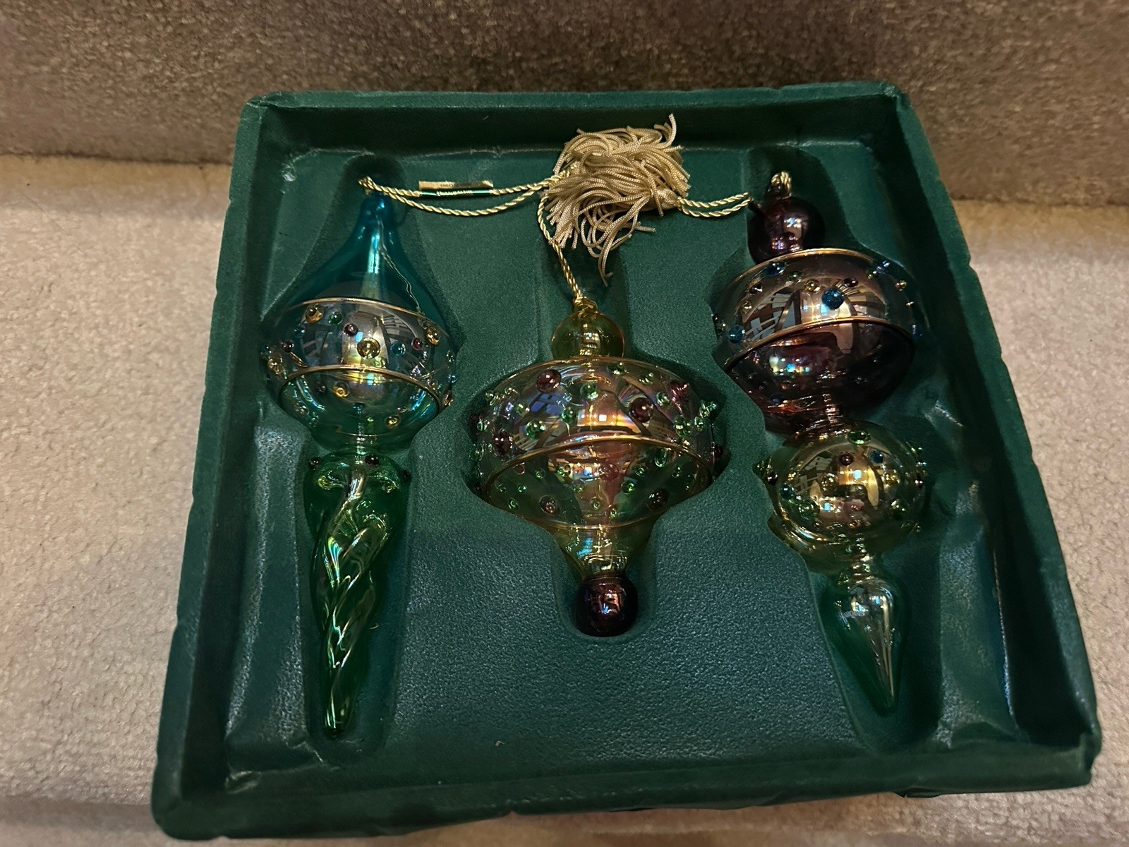 WATERFORD MARQUIS PASTEL GEM CHRISTMAS ORNAMENTS IN BOX 