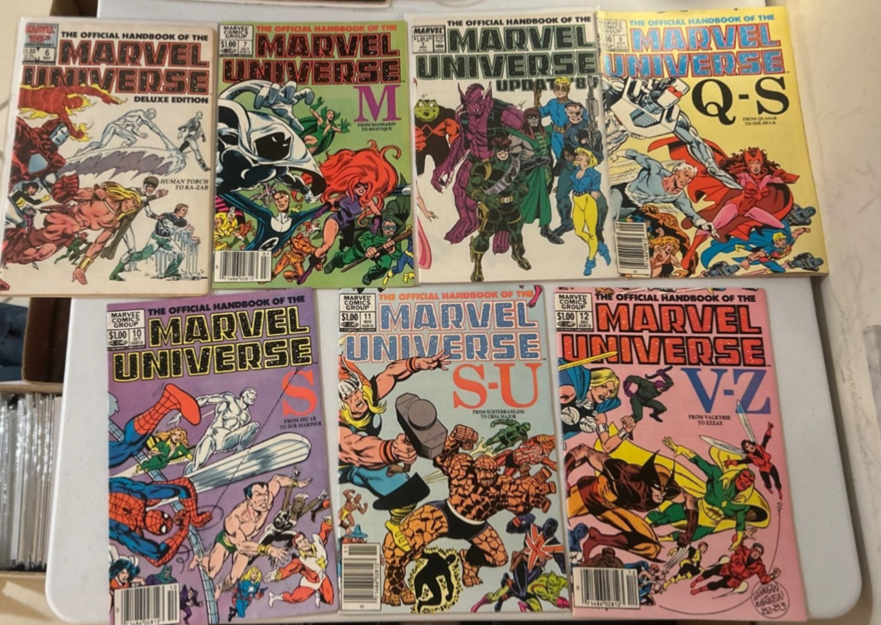 The Official Handbook of the Marvel Universe #6-12 High Grade lot