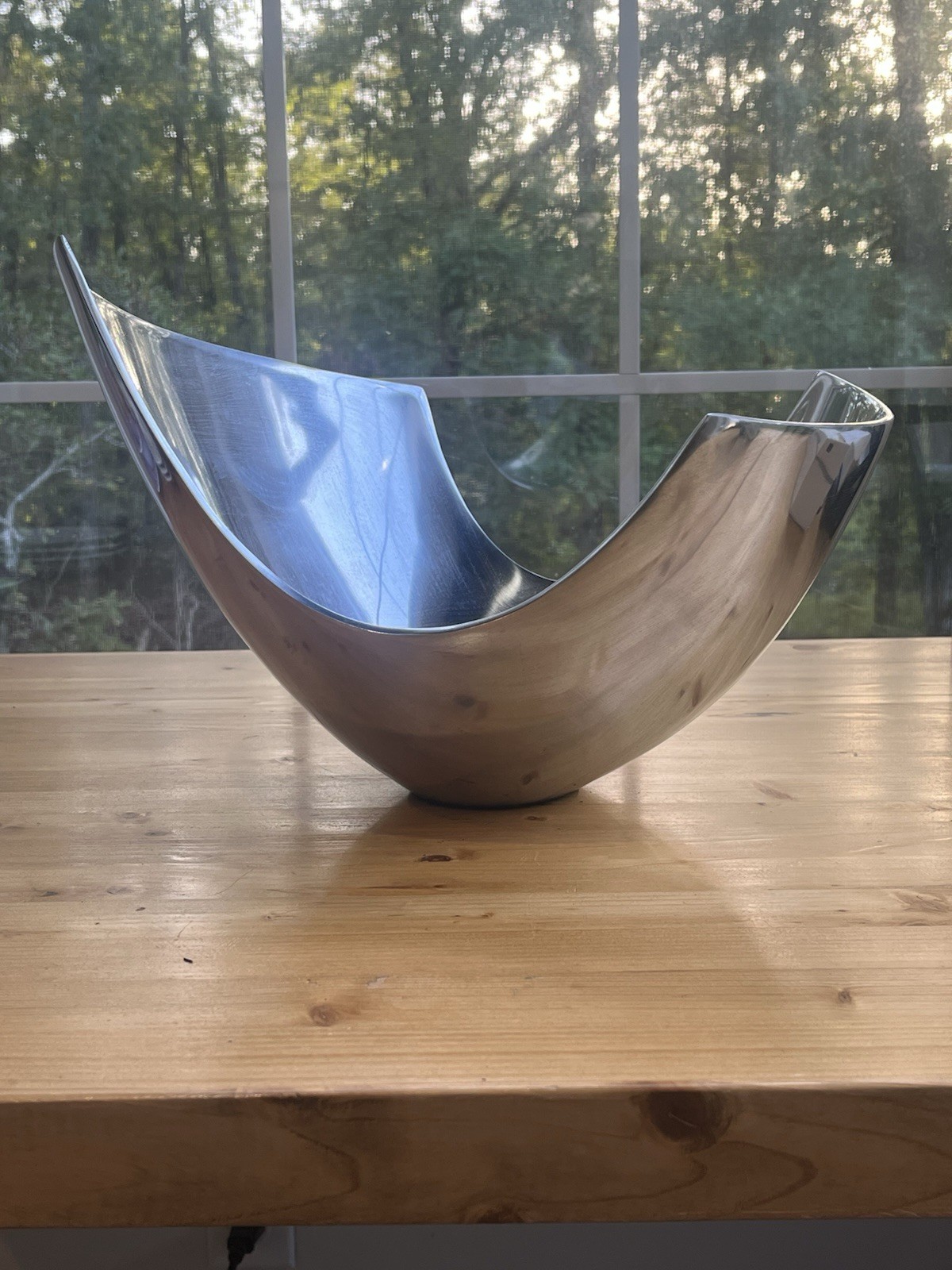Vtg 1987 Michael Lax Metaal Grainware Sculptural Aluminum Bowl Modernist MCM 80s