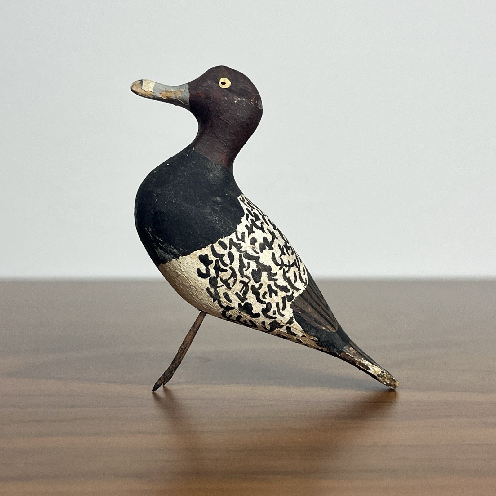 Antique Hand Carved Wood Shorebird Decoy Wire Legs Primitive Folk Art Figurine