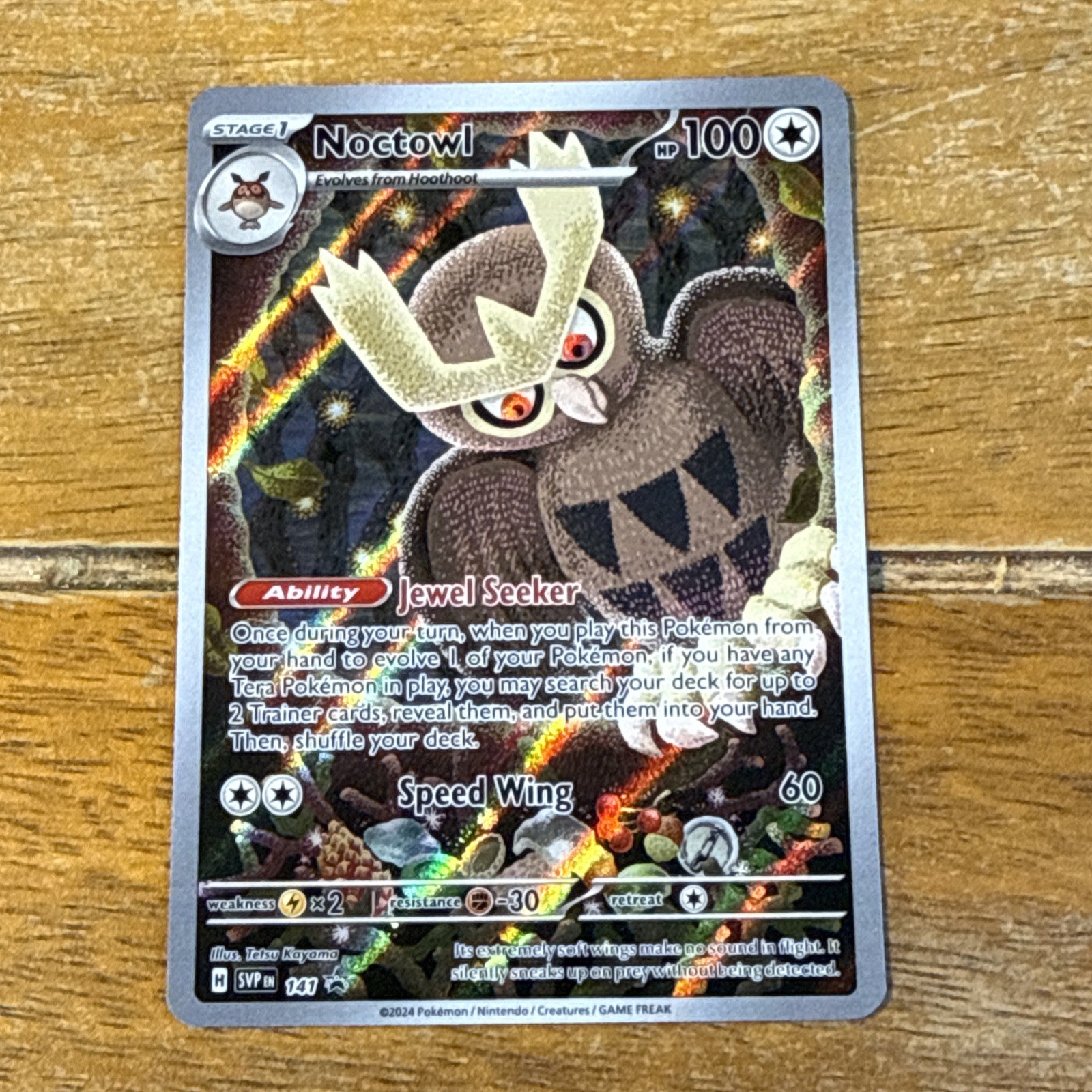 Pokemon TCG Card Noctowl SVP141 Stellar Crown ETB Black Star Promo Holo - NM