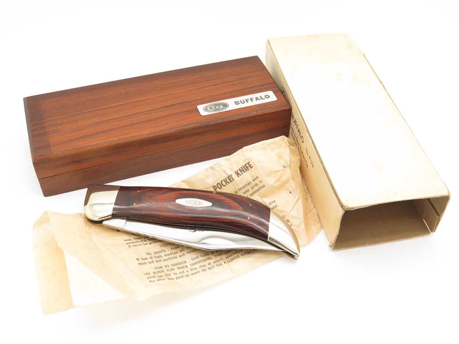 Vintage 1973 Case XX P172 Buffalo 7 Dot USA Wood Folding Hunter Clasp Knife
