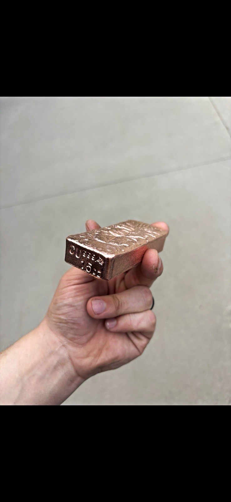 1 pound .999 fine copper ingot bar.  15oz copper bar
