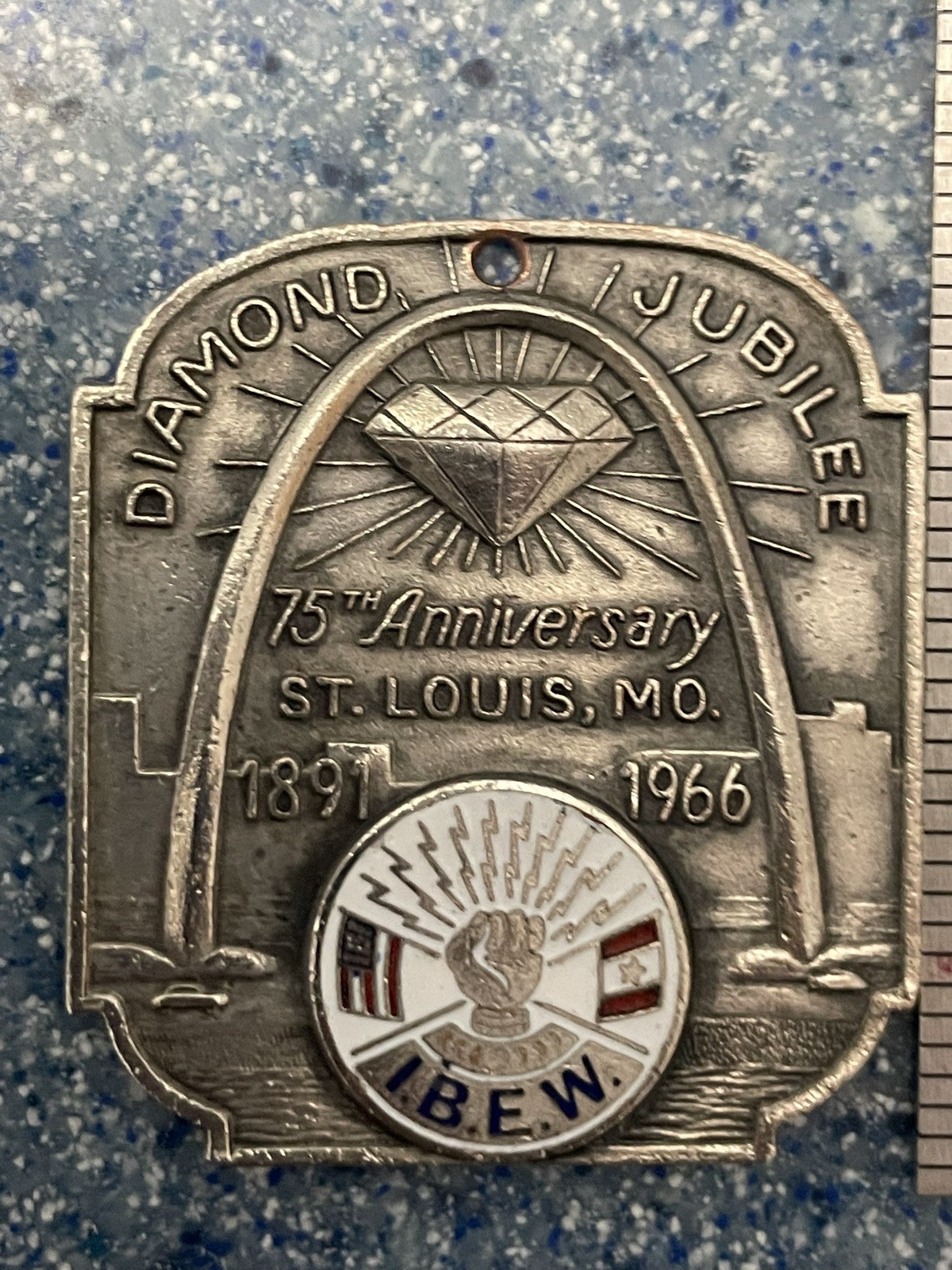 Vintage IBEW-75th Anniversary -Diamond Jubilee-1891-1966-Union Medal Pendant 