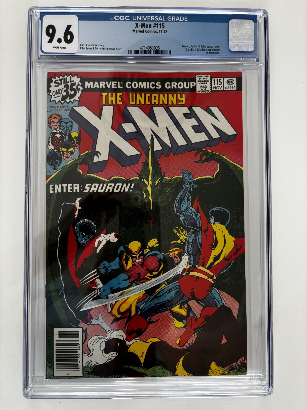 The X-Men #115 (Nov 1978) CGC 9.6, WHITE PGS, Newsstand Variant, Cert#4714983025 The X-Men #115 (Nov 1978) CGC 9.6, WHITE PGS, Newsstand Variant, Cert#4714983025