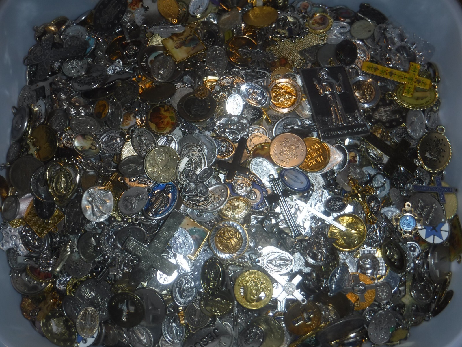 Catholic Medals Lot, Religious, 2 Pounds