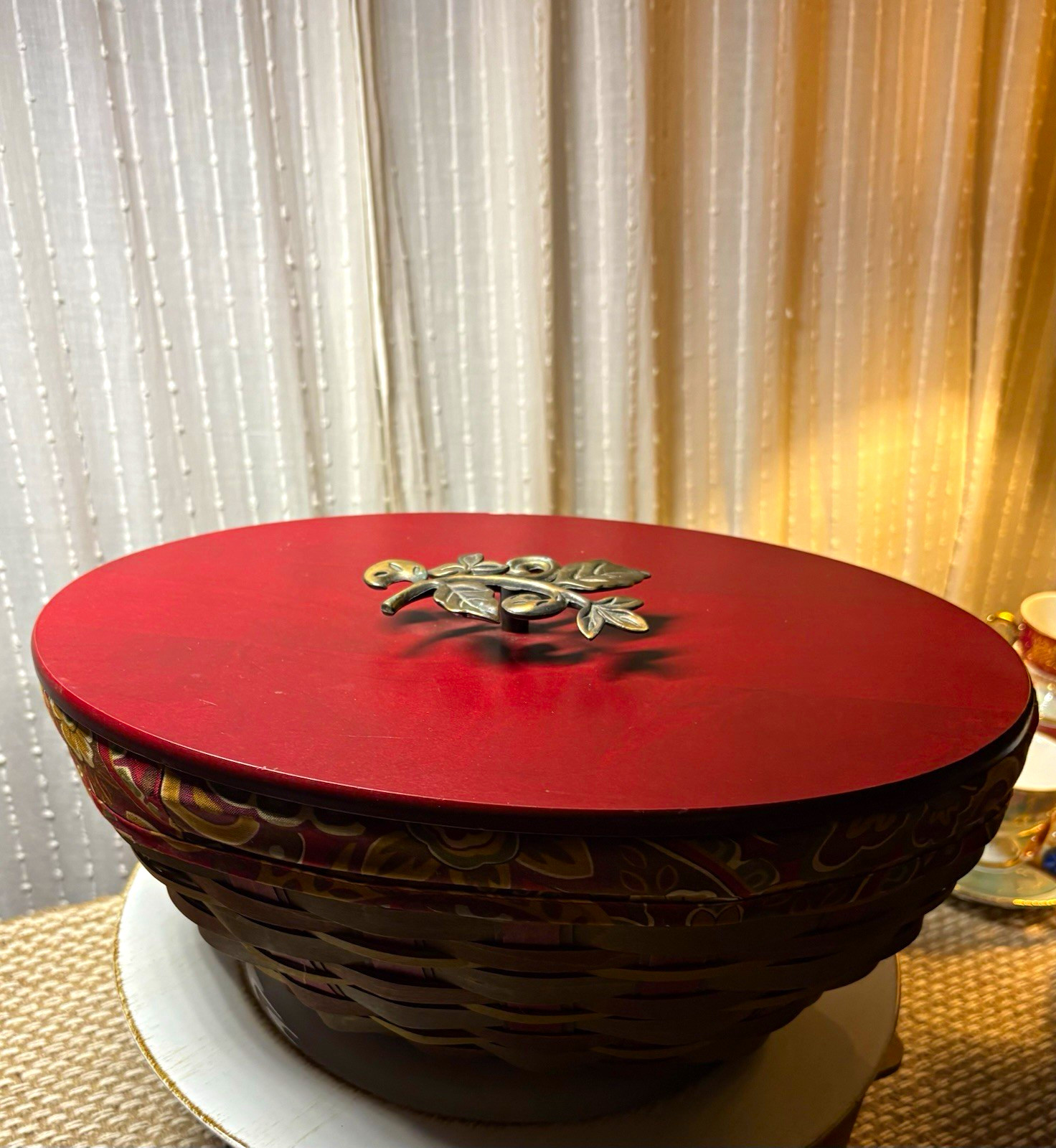 2012 Longaberger Crimson Hill Large Oval Bowl Basket Complete Set #12431