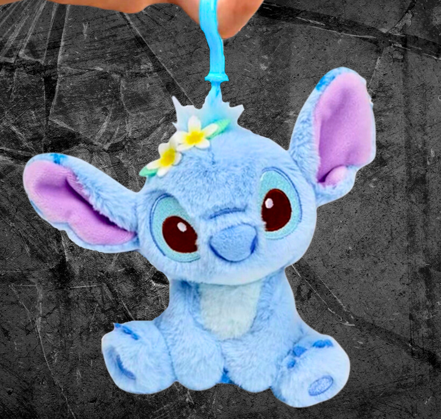 Disney Stitch Lilo & Stitch Plush Clip On Fluffy Blue Dangler Keychain Authentic