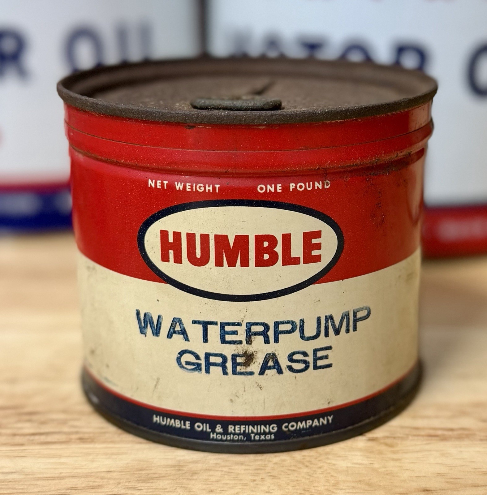 Rare Vintage Humble Waterpump Grease Can 1lb FULL