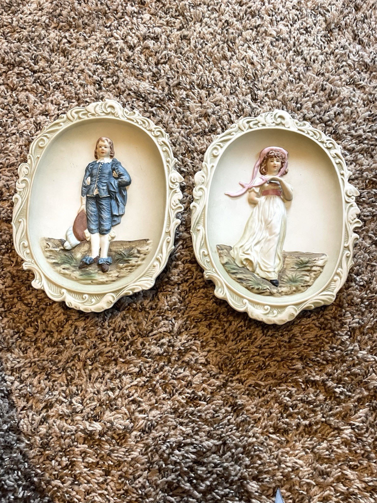 Vintage Lefton Blue Boy,  and Pinkie porcelain wall plaques