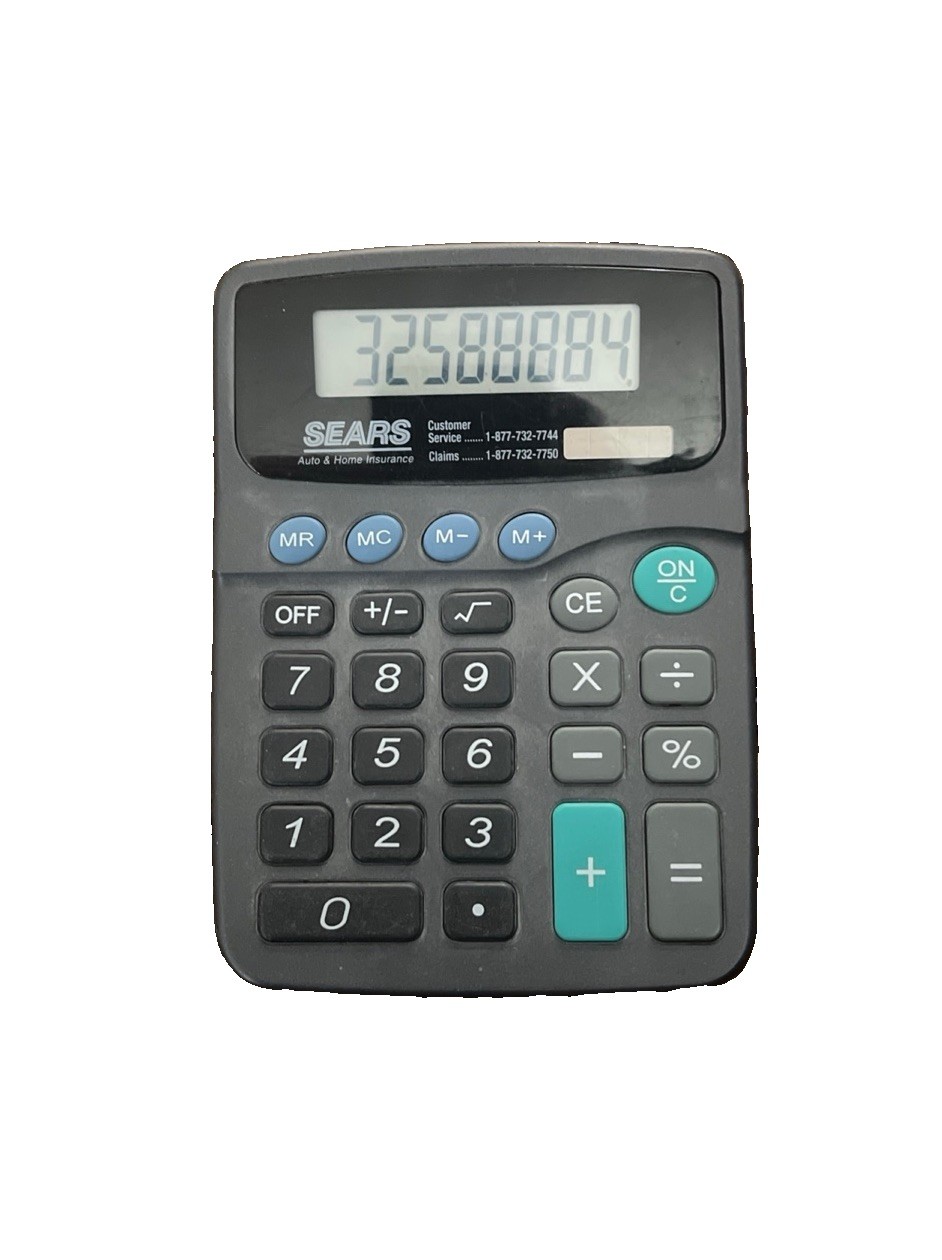 Sears Solar Auto & Home Insurance Desktop Calculator Large Buttons. Works Great