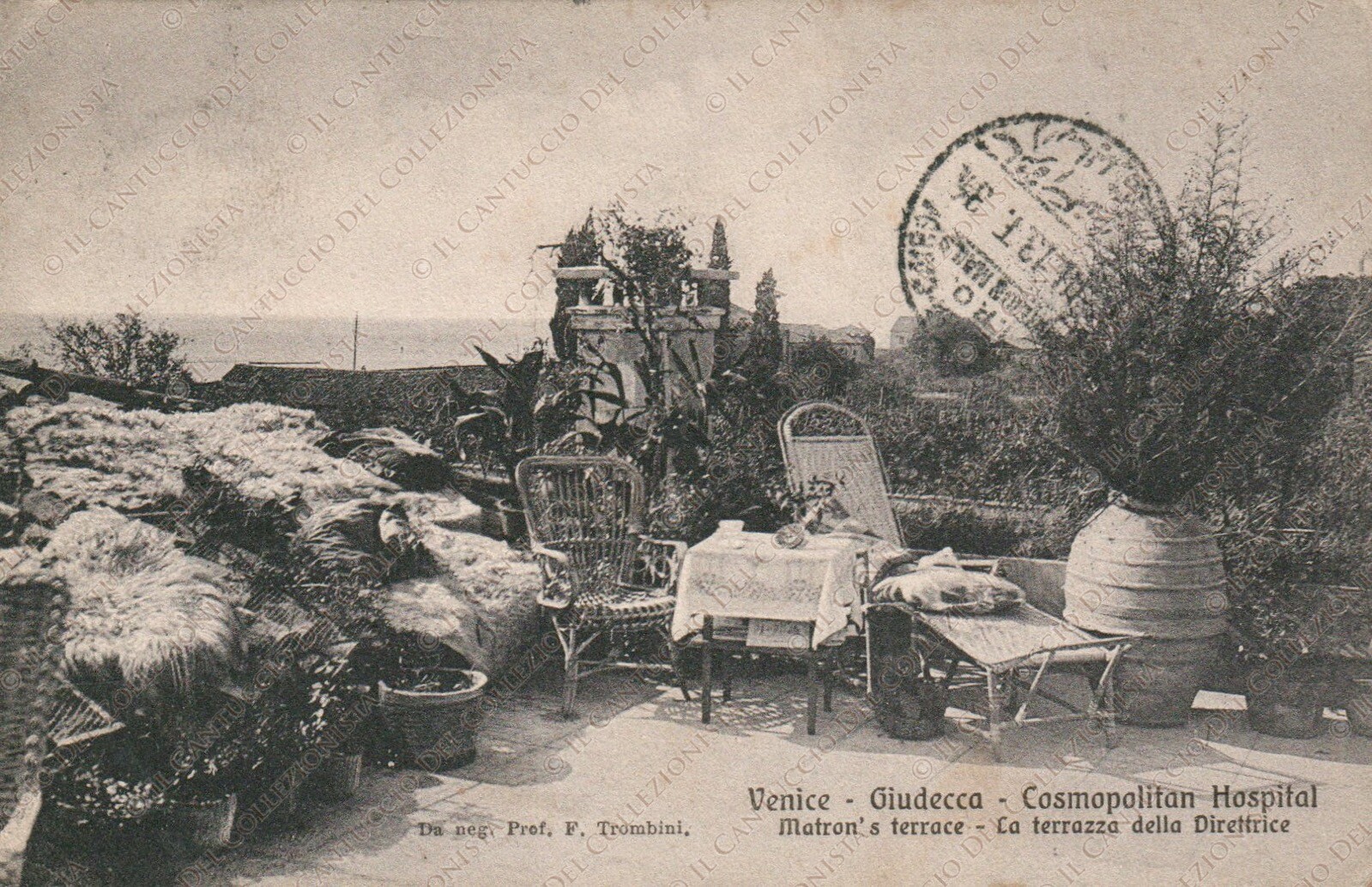 1913 GIUDECCA Cosmopolitan Hospital Terrace Director Venice Postcard