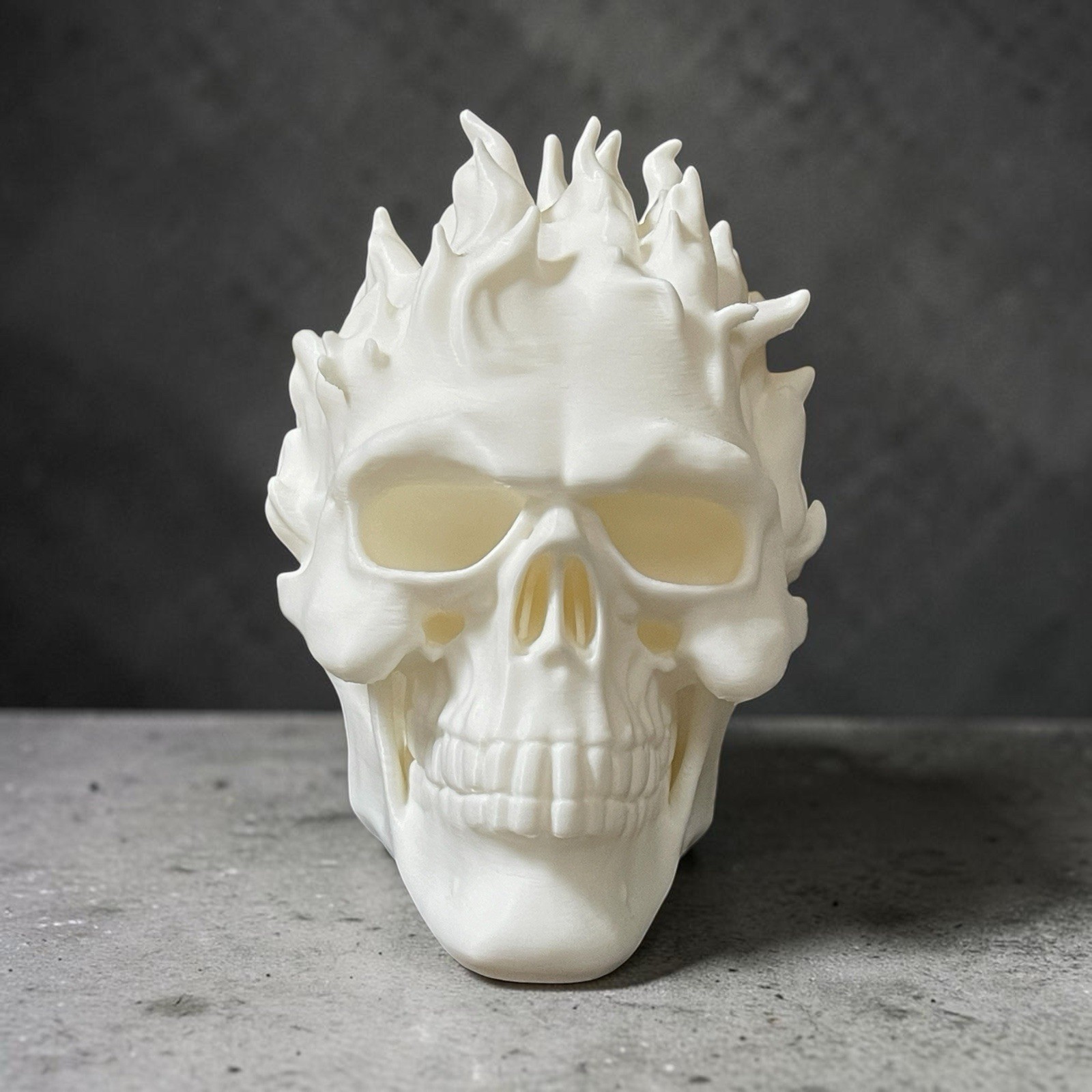 Ghost Rider, Demon Flame Skull Skeleton Full Head Unpainted Halloween Prop Decor