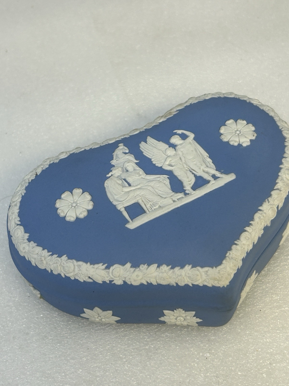 Vintage Wedgwood Blue Jasperware Heart Trinket Box – Made in England 1950s