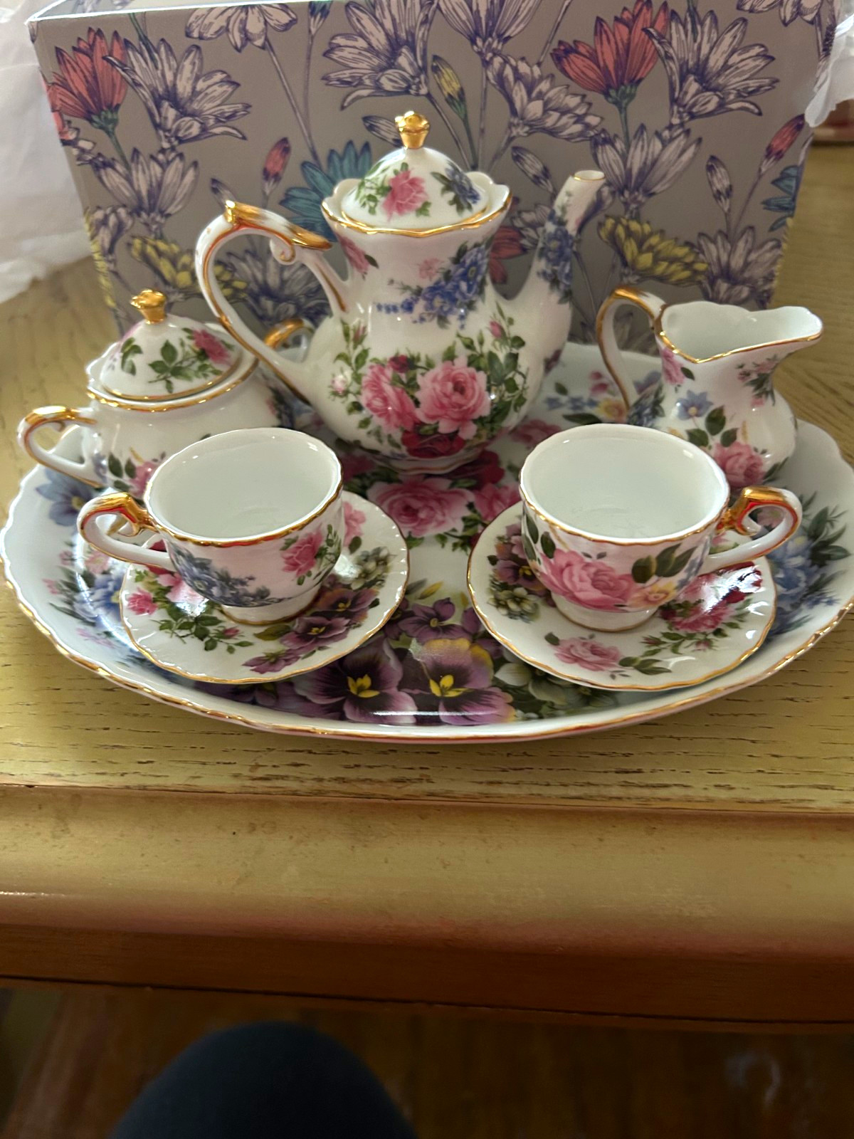 Royal Cotswolds Floral Porcelain Tea Set 7pc Teapot Sugar 2 Cups #1269