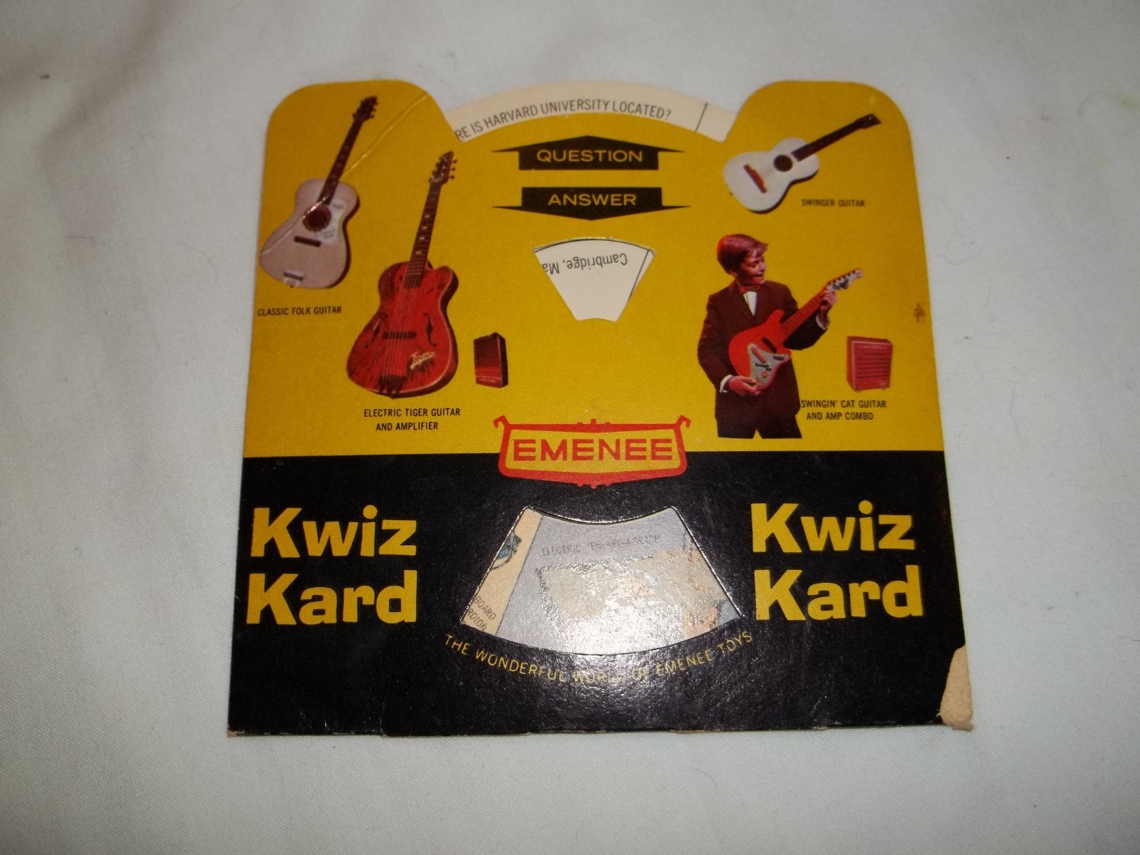 Vintage 1966 EMENEE Toys Kwiz Kard question answer Wheel Wonderful World Emenee