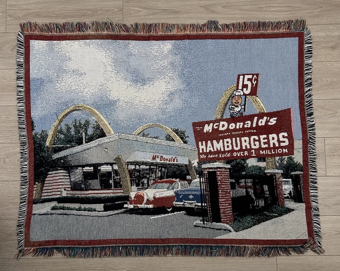 Vintage McDonald's Restaurant Advertisting Tapestry Throw Blanket 3’ x 5’