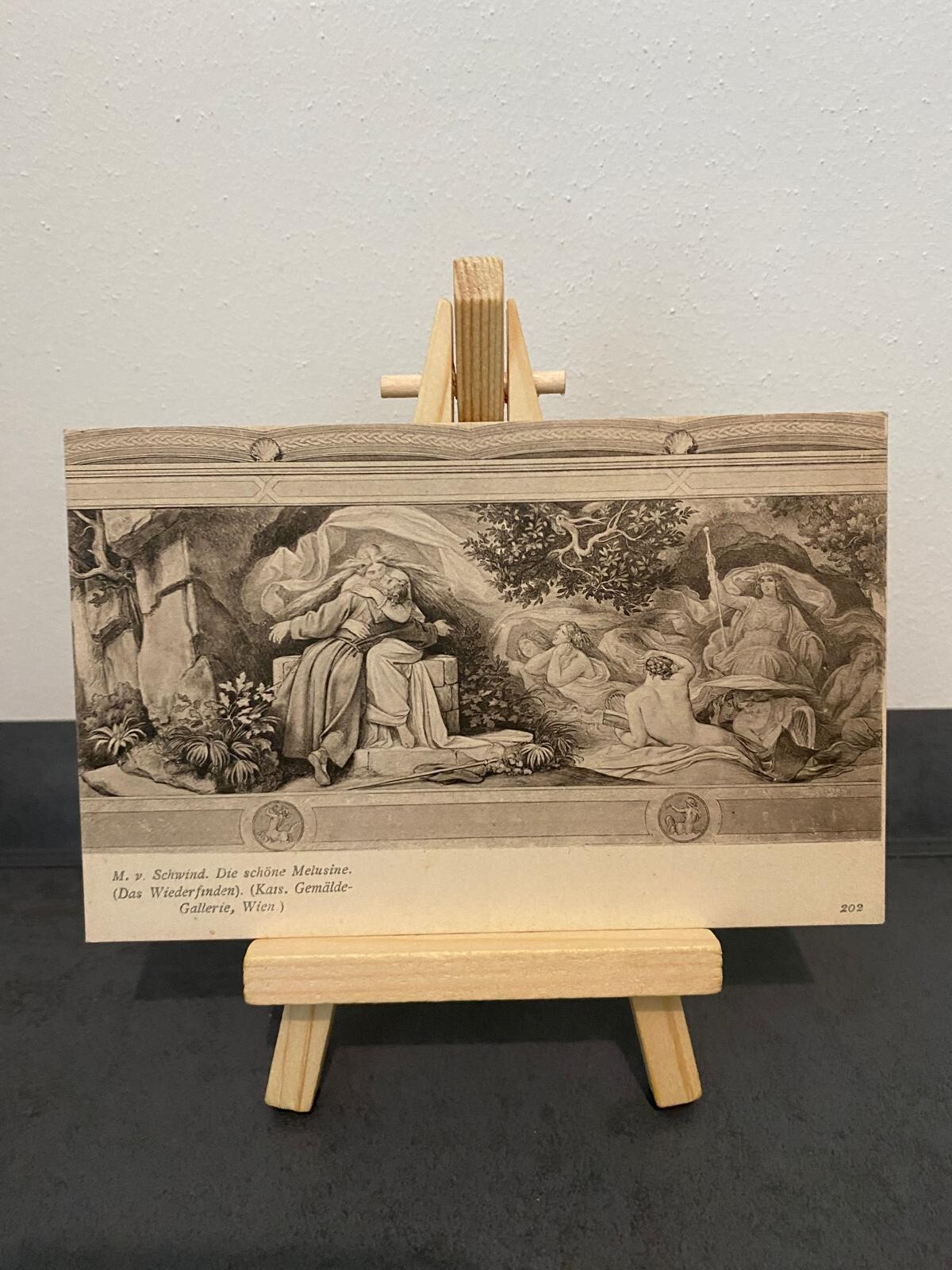 Vintage Postcard M. v. Schwind, The Beautiful Melusine, Finding Again, Painting