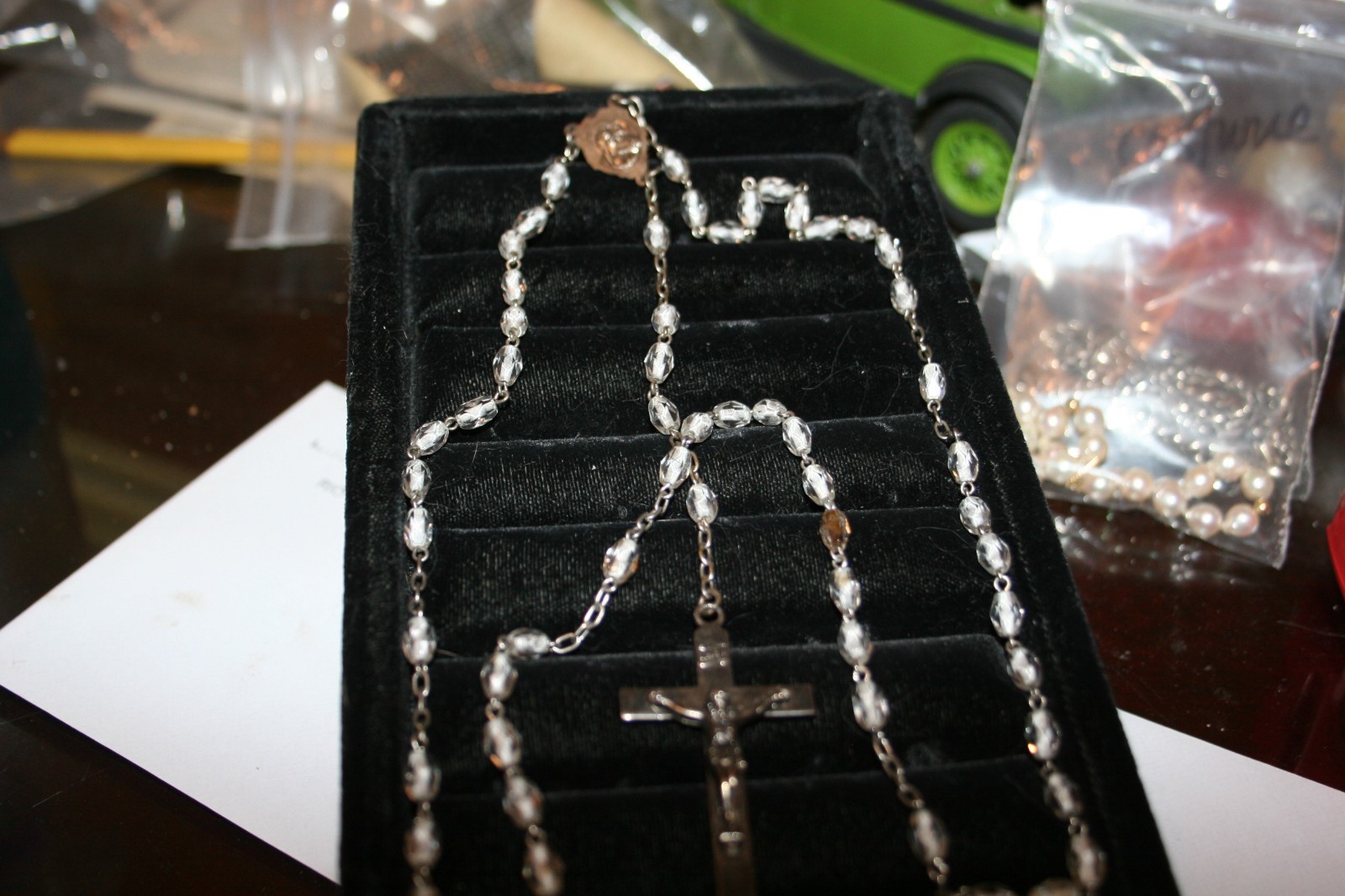 Vintage Rosary Beads w/ Ornate Cross - From Estate 28'' LONG