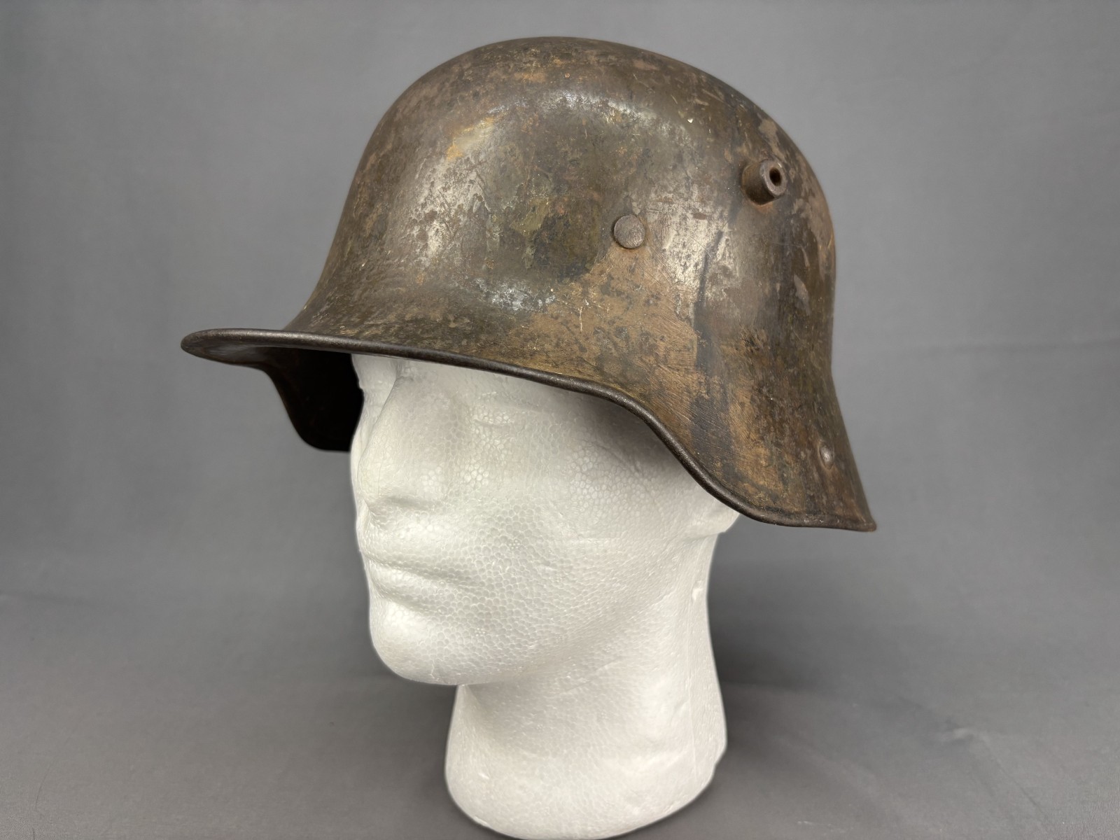 Original WWI German Camo M16 Helmet Stahlhelm ET66 W/Camoflauge Paint