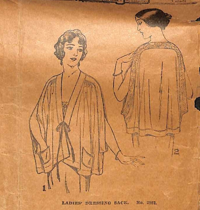 Rare Antique 1920s Ladies Dressing Smock Pictorial Pattern 2187 Bust 36 Complete