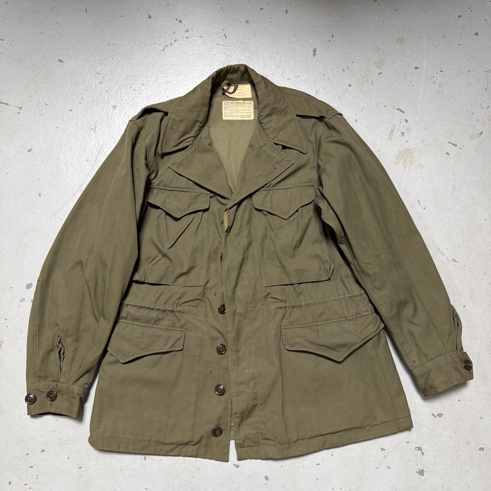 Vintage 1950s M-1950 Field Jacket Without Liner Army Korea War Combat S-Reg EUC