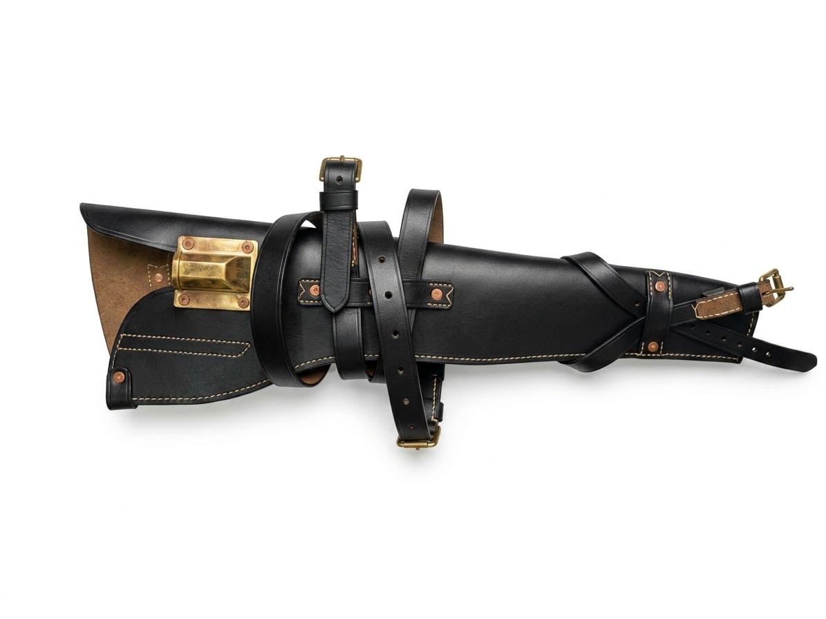 US WWII-WW2 M1 Carbine Rifle Leather Scabbard – Black Reproduction.