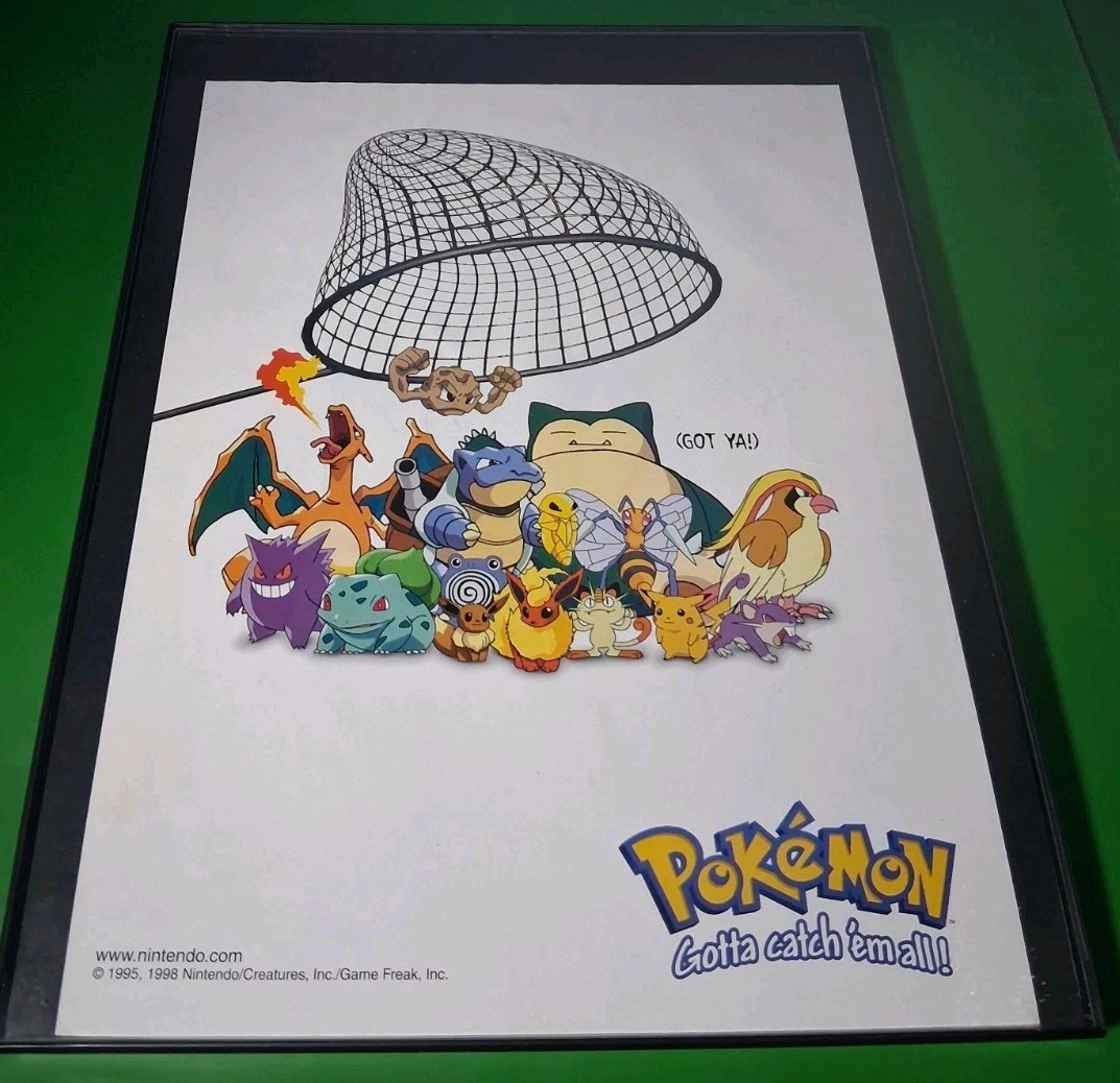 Pokémon Gotta Catch Them All Vintage Print Ad Framed 8.5x11 1998