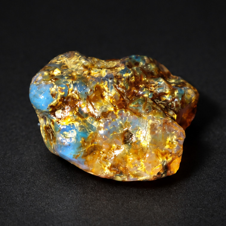Clear blue yellow Natural Dominican Amber raw 925 Sterling Rough Specimen 27 mm