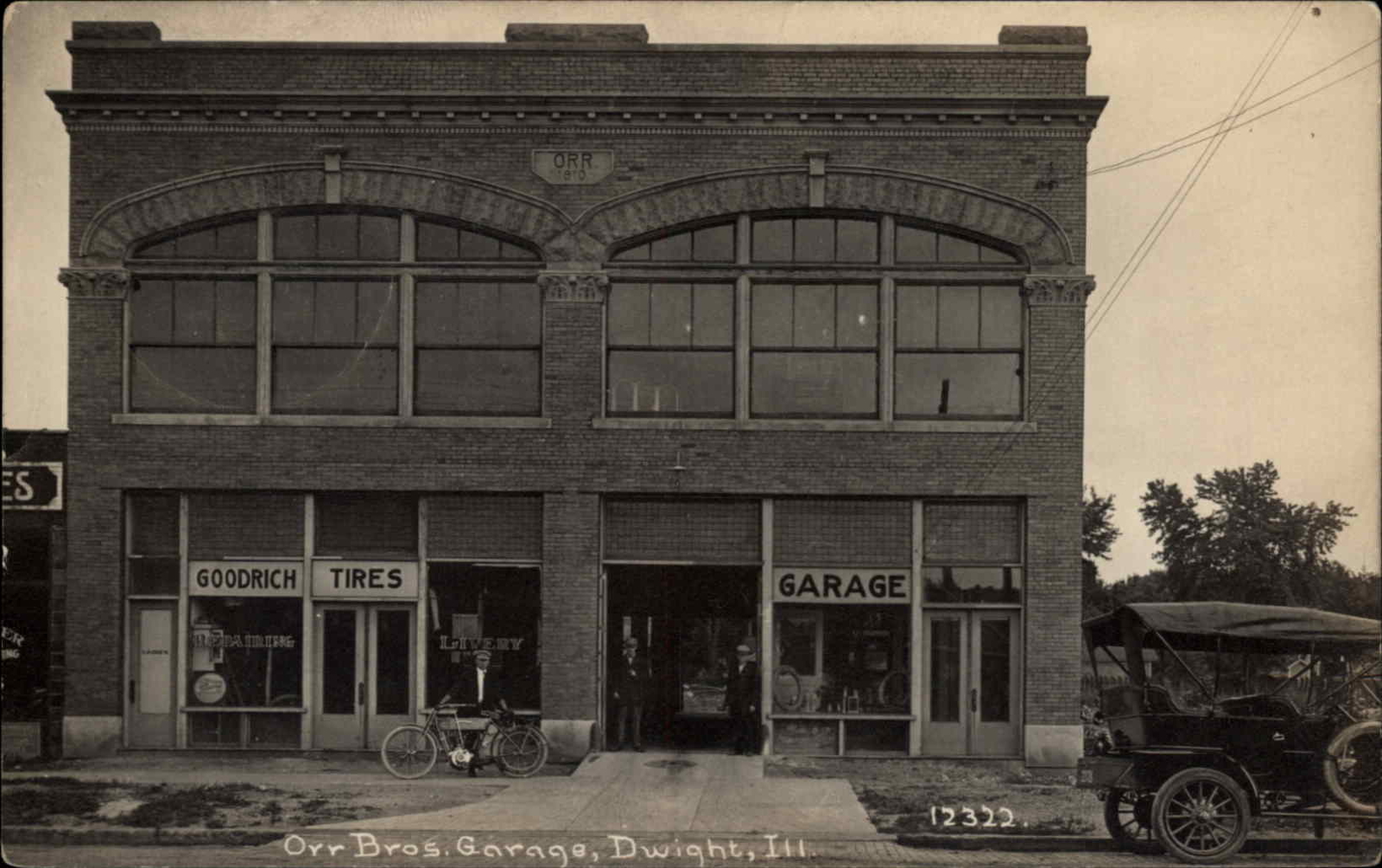 Dwight Illinois IL Orr Bros Garage C.R. Childs c1910 Real Photo Postcard