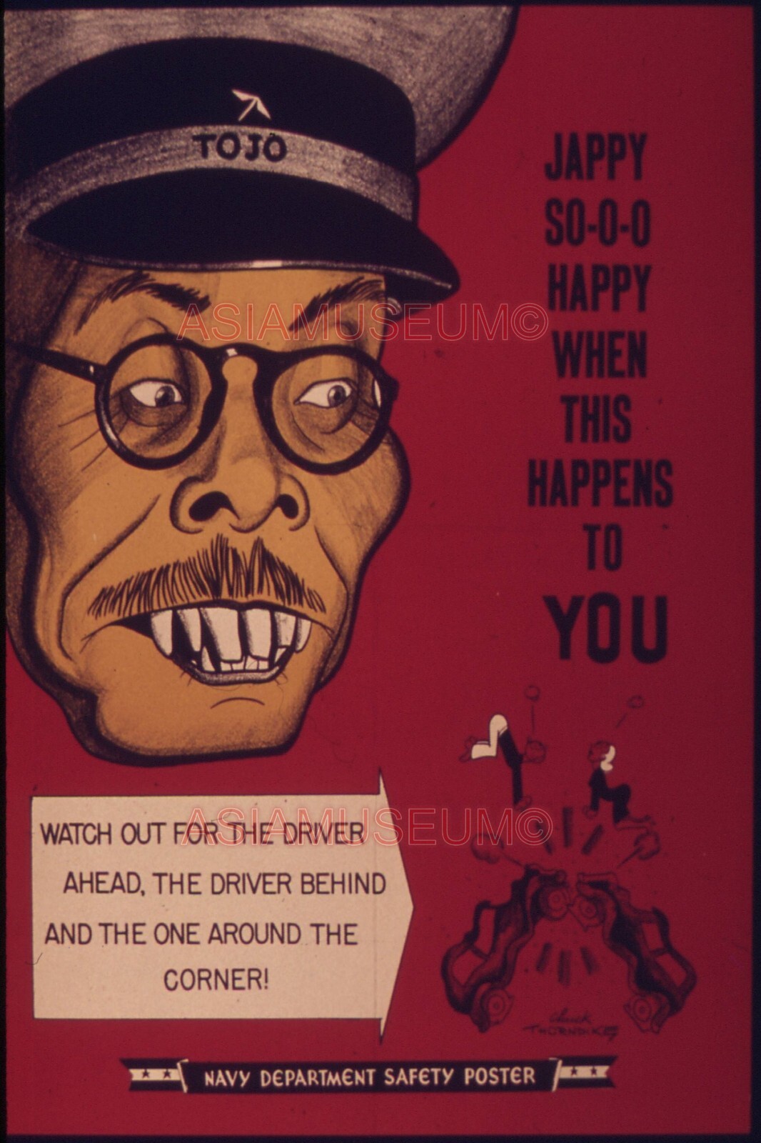 1942 WW2 USA AMERICA ANTI JAPAN TOJO WAR ARMY HAT SOLDIER  PROPAGANDA Postcard