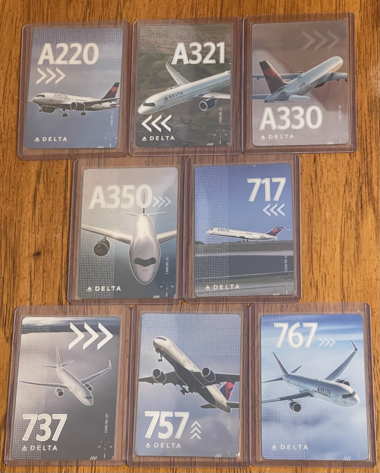2025 Delta Airlines Airplane Trading Card Core Set (8 Cards) -(#64 - #71)
