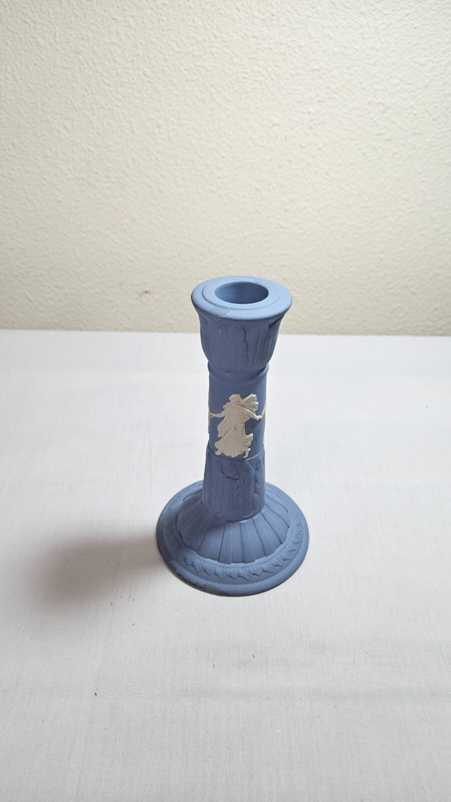 Vintage Wedgewood Jasperware blue candlestick 