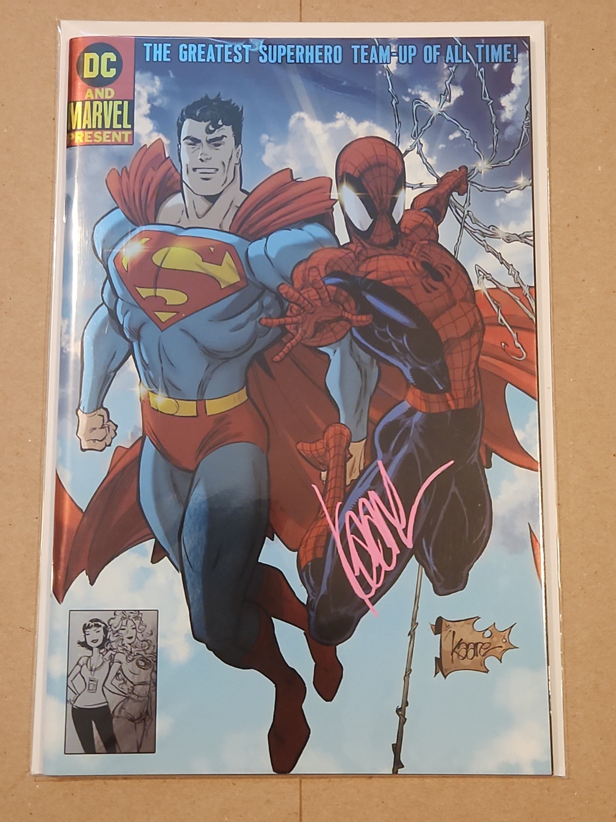 DC MARVEL SUPERMAN SPIDER-MAN 1 SIGNED FOIL COVER KAARE ANDREWS