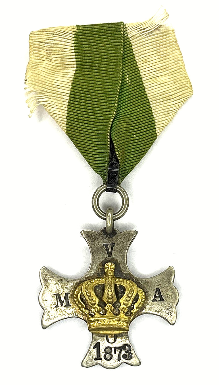 Antique 1873 Crowned Cross Medal Silver Gilt European Decoration Original
