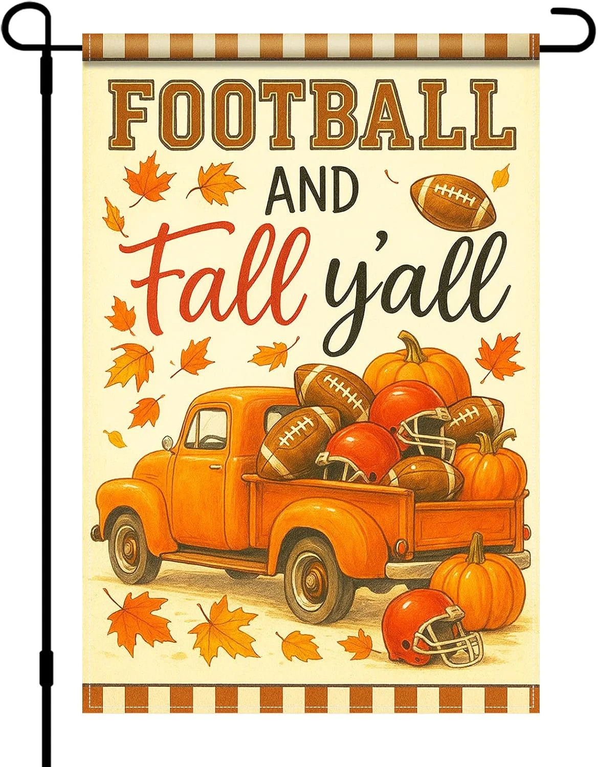 Football and Fall Yall Garden Flag Pumpkin Decor 12x18 Inch | Double sided