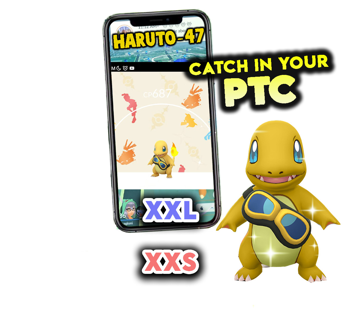 Pokemon Shiny Charmander Goggles XXL or XXS Catch in your P T C
