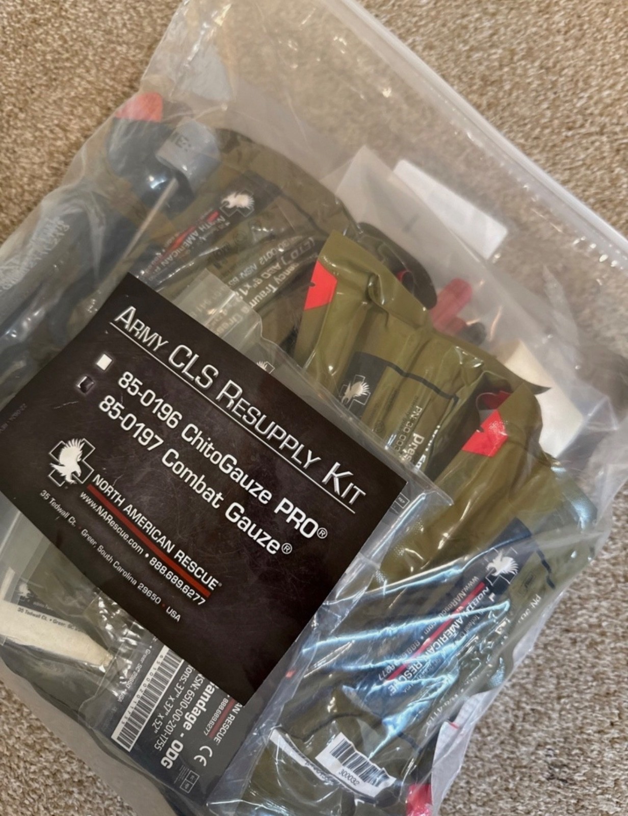 North American Rescue NAR Army CLS Resupply Kit 85-0197 Combat Gauze Exp 2027