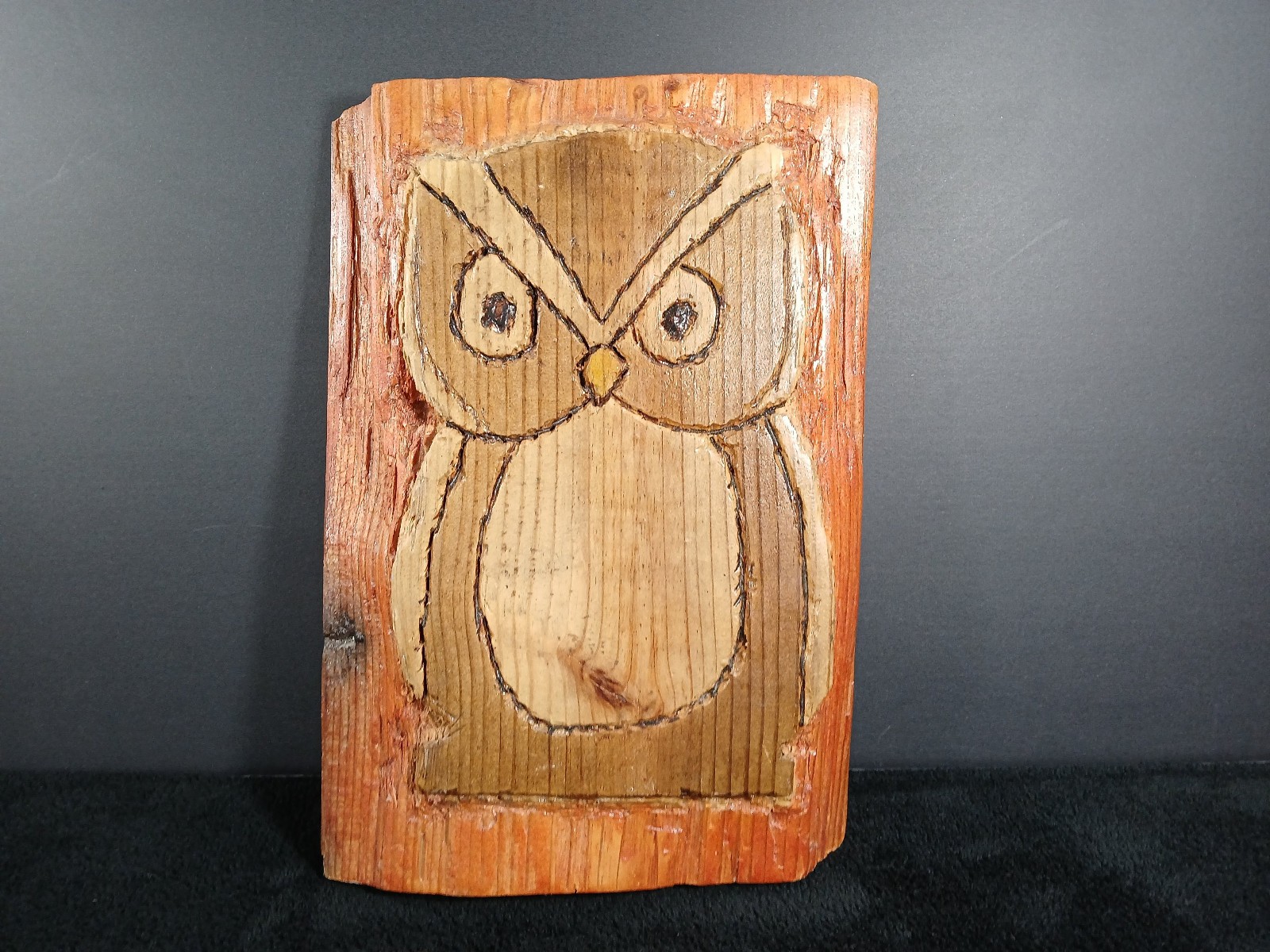 Vintage Wooden Carved Owl Handmade Wood Plaque Farmhouse Decor