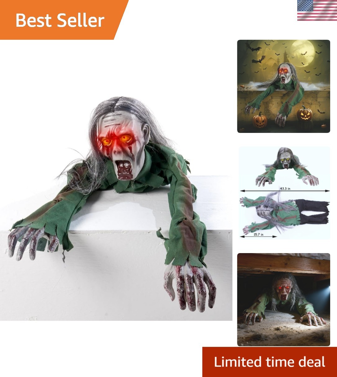 Electric Crawling Ghost with Voice & Light - Spooky Halloween Decoration 43