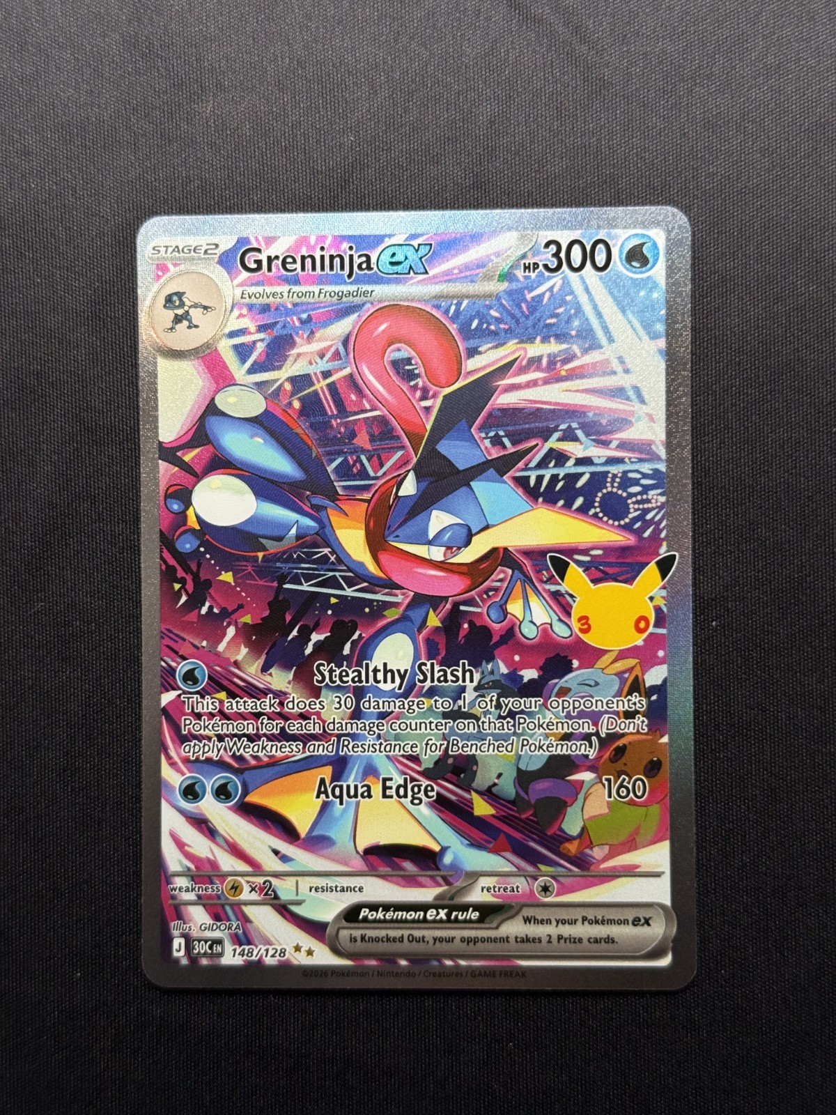 Pokemon 30th Celebration Anniversary - GRENINJA EX 148/128 SIR - MINT