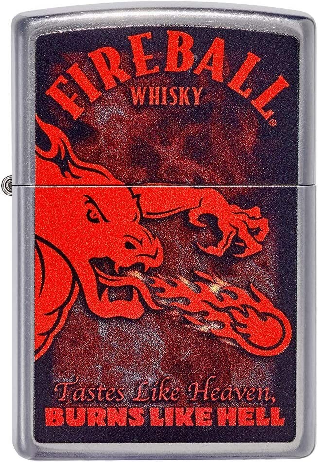 Zippo 49308 Fireball Whiskey Burns Like Hell Street Chrome