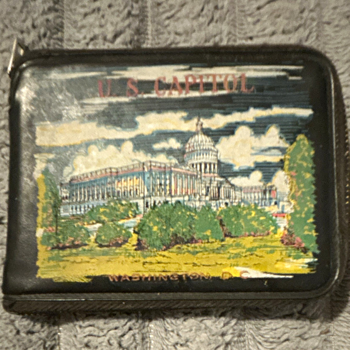 Vintage Washington DC US Capitol Souvenir Zippered Coin Purse Wallet Mid-Century