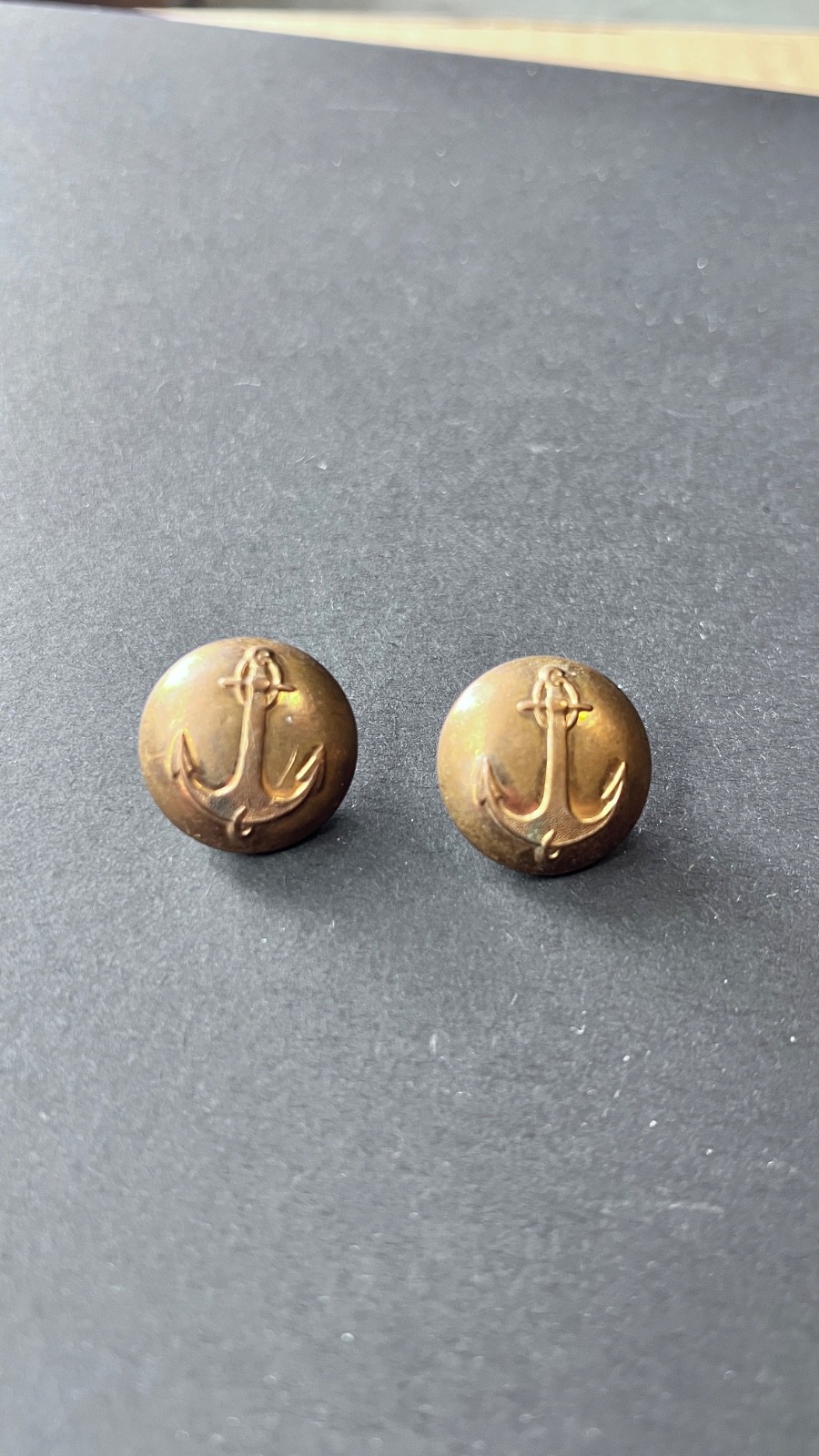 Pair Antique Maritime Anchor Uniform Buttons Schaper Birmingham England