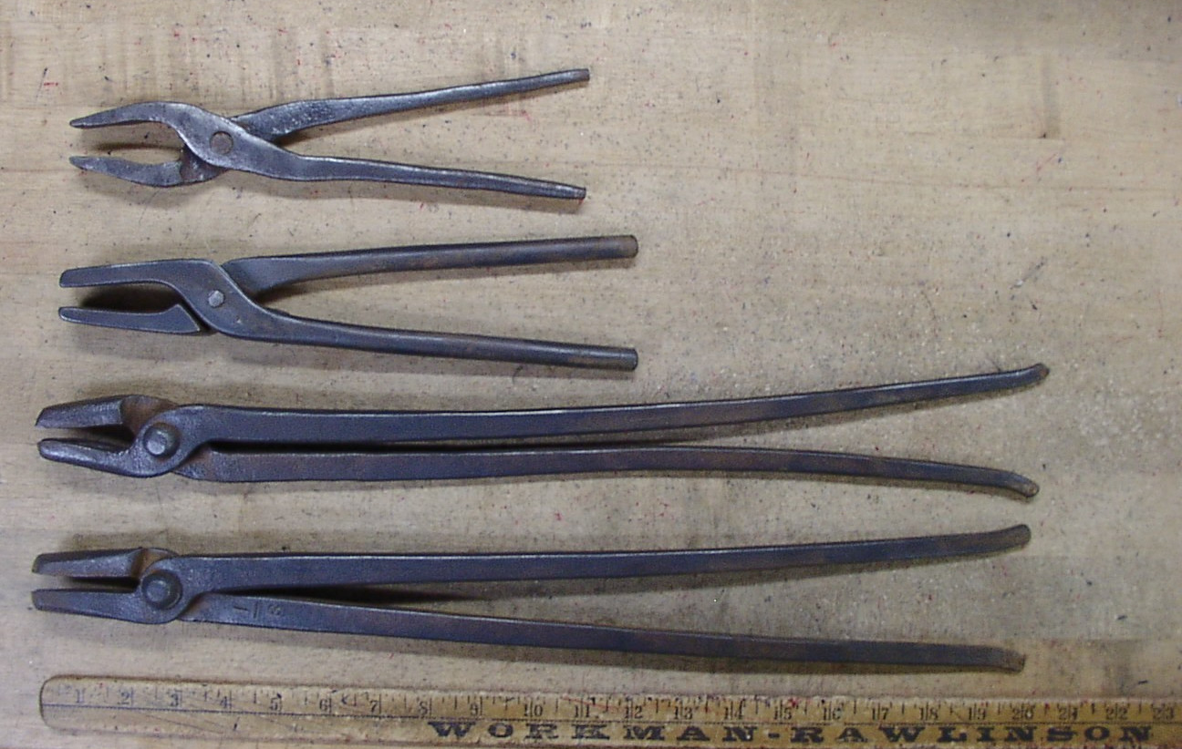 4 Antique Blacksmith Tongs For Different Applications,VGC