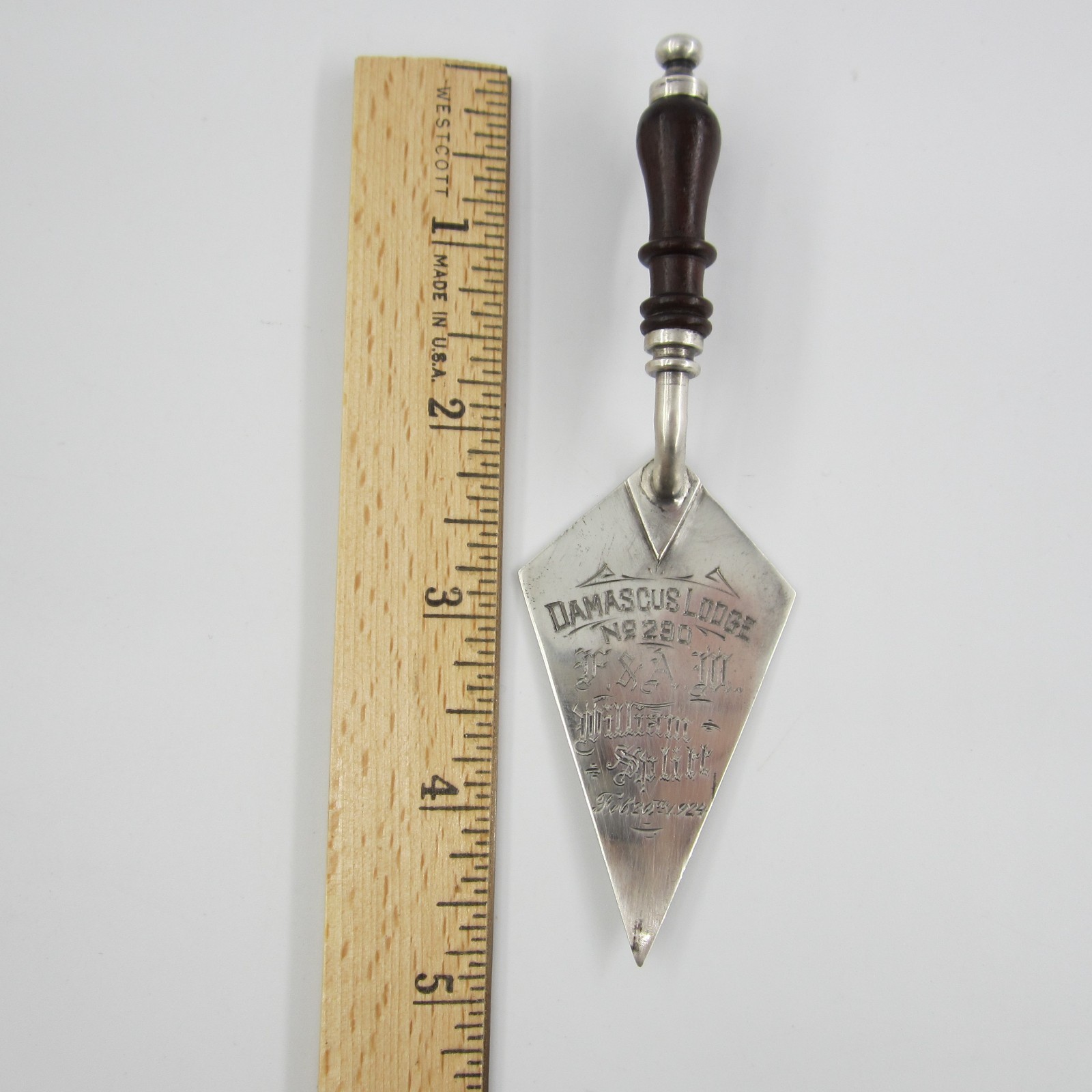 Rare 1900s Sterling SIlver Masonic Mini Trowel Demascus Lodge # 290 Milwaukee